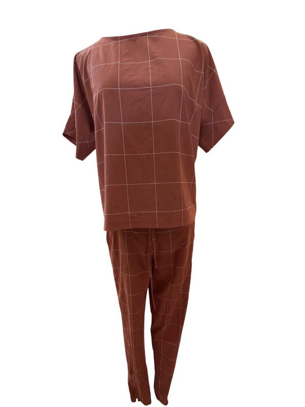 Albion Rust-Brown Grid Jogger Set - Picture 1 of 5